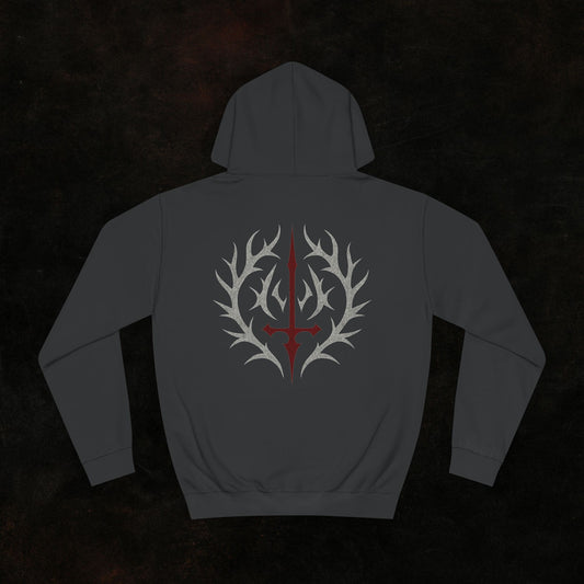 Edgy Unisex College Hoodie - Unique Graphic Apparel for Students, Gift for Campus Life, Cozy Sweater for Fall, Trendy Streetwear