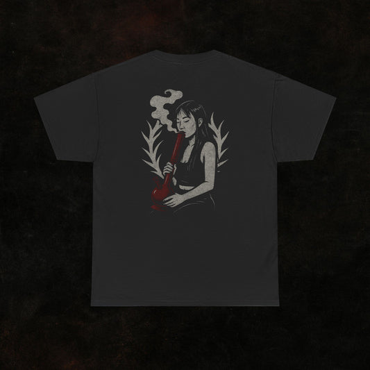 Unisex Cotton Tee - Woman smoke bong